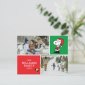 Snoopy Sinterklaas Kerstmis Familie Foto Collage Feestdagenkaart (Staand voorkant)