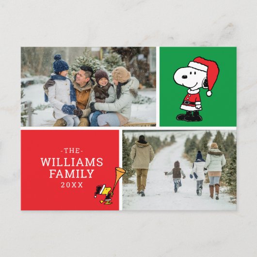 Snoopy Sinterklaas Kerstmis Familie Foto Collage Feestdagenkaart (Voorkant)