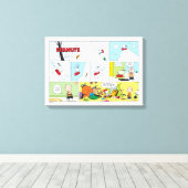 Snoopy Sled Riding Food Dish Canvas Afdruk (Insitu (Houten vloer))