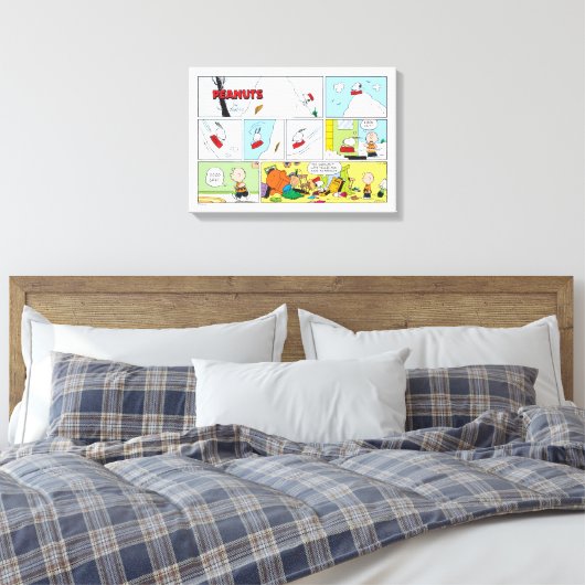 Snoopy Sled Riding Food Dish Canvas Afdruk (Insitu (Slaapkamer))