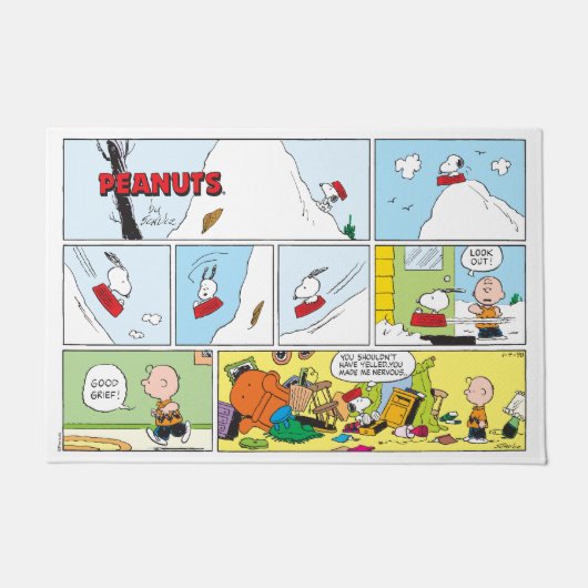 Snoopy Sled Riding Food Dish Deurmat (Voorkant)