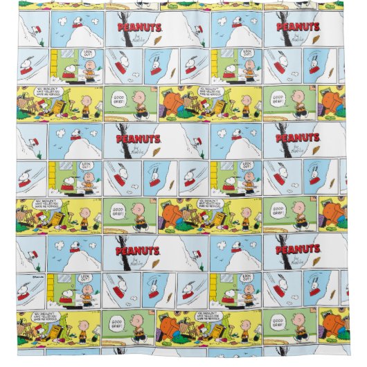 Snoopy Sled Riding Food Dish Douchegordijn (Voorkant)