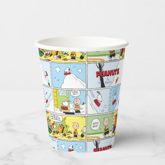 Snoopy Sled Riding Food Dish Papieren Bekers (Voorkant)