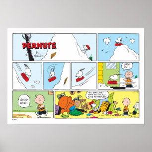 Snoopy Sled Riding Food Dish Poster