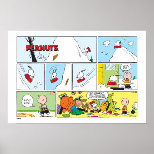Snoopy Sled Riding Food Dish Poster