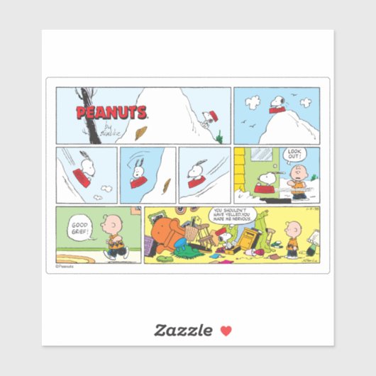 Snoopy Sled Riding Food Dish Sticker (Vel)