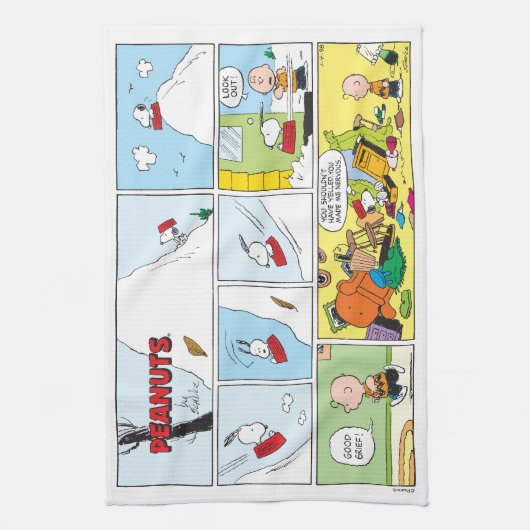 Snoopy Sled Riding Food Dish Theedoek (Verticaal)