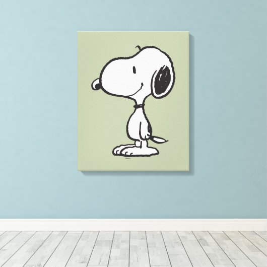 Snoopy Smile Giggle Laugh Canvas Afdruk (Insitu (Houten vloer))
