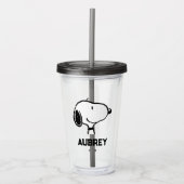 Snoopy Smile Giggle Laugh | Jouw namen toevoegen Acryl Drinkbeker (Voorkant)