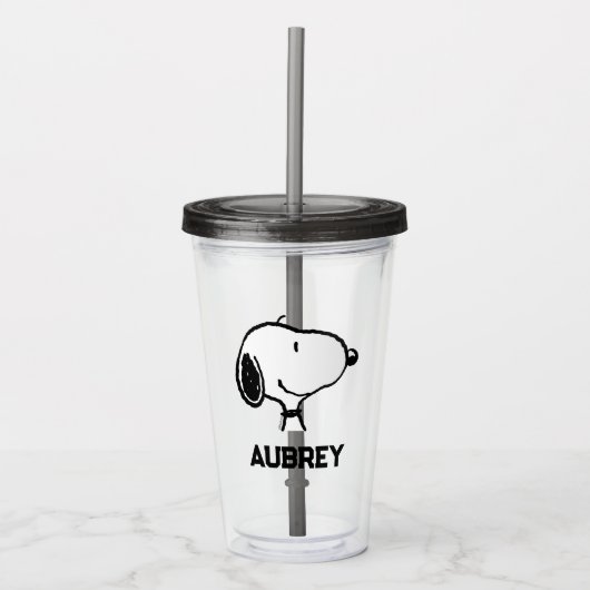 Snoopy Smile Giggle Laugh | Jouw namen toevoegen Acryl Drinkbeker (Voorkant)
