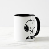 Snoopy Smile Giggle Laugh | Jouw namen toevoegen Mok (Voorkant rechts)