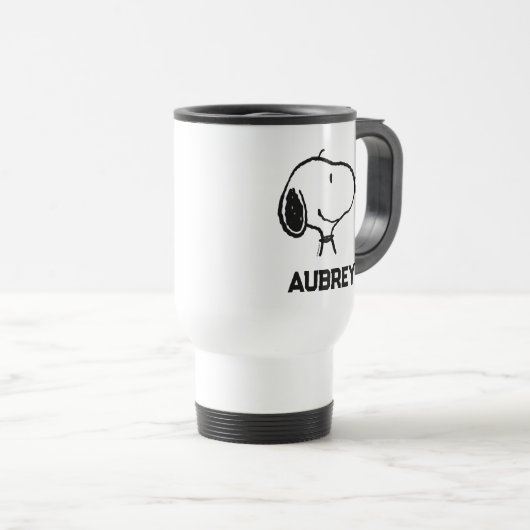 Snoopy Smile Giggle Laugh | Jouw namen toevoegen Reisbeker (Voorkant rechts)