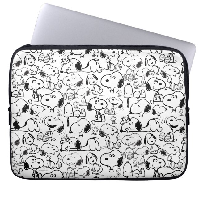 Snoopy Smile Giggle Laugh Pattern Laptop Sleeve (Voorkant)