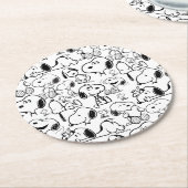 Snoopy Smile Giggle Laugh Pattern Ronde Kartonnen Onderzetter (Gebogen)