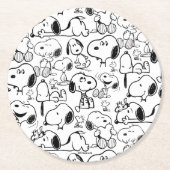 Snoopy Smile Giggle Laugh Pattern Ronde Kartonnen Onderzetter (Voorkant)