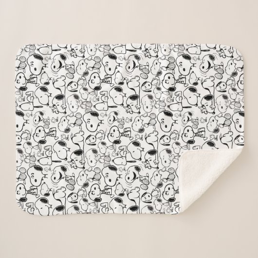 Snoopy Smile Giggle Laugh Pattern Sherpa Deken (Voorkant (horizontaal))