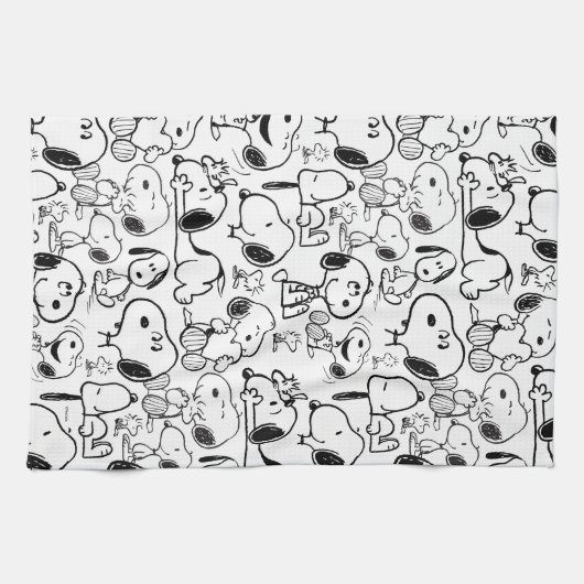 Snoopy Smile Giggle Laugh Pattern Theedoek (Horizontaal)