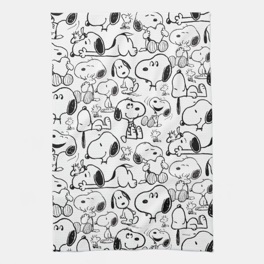 Snoopy Smile Giggle Laugh Pattern Theedoek (Verticaal)