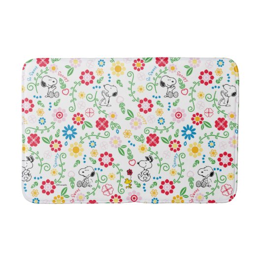 Snoopy So Sweet Flower Pattern Badmat (Voorkant)