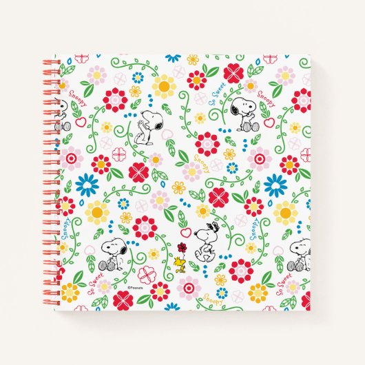 Snoopy So Sweet Flower Pattern Notitieboek (Voorkant)