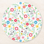 Snoopy So Sweet Flower Pattern Ronde Kartonnen Onderzetter<br><div class="desc">Take a look at this super cute design featuring Snoopy in a bright,  floral garden pattern.</div>
