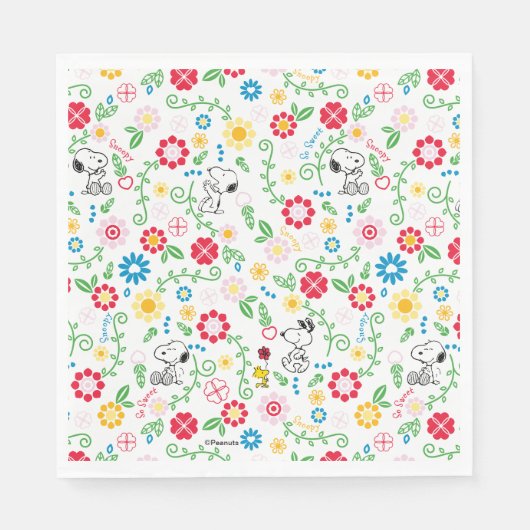 Snoopy So Sweet Flower Pattern Servet (Voorkant)