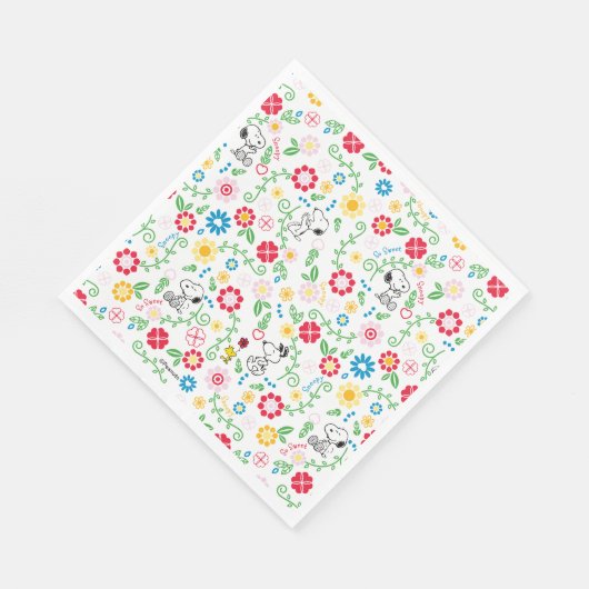 Snoopy So Sweet Flower Pattern Servet (Hoek)