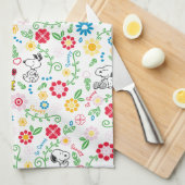 Snoopy So Sweet Flower Pattern Theedoek (Quarter Fold)
