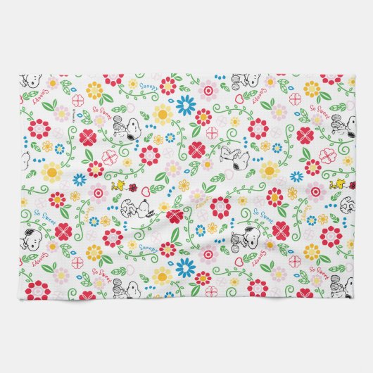 Snoopy So Sweet Flower Pattern Theedoek (Horizontaal)