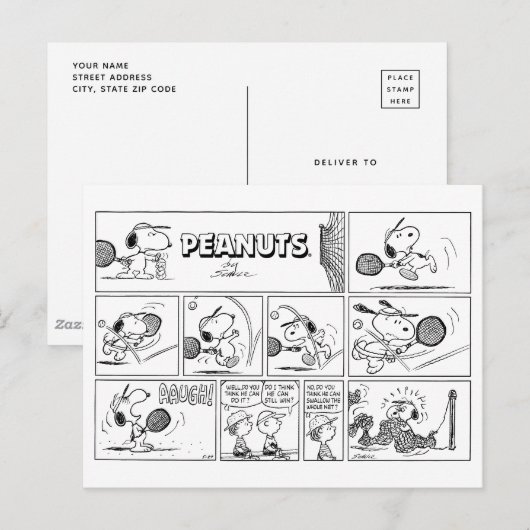 Snoopy speelt tennis briefkaart (Voorkant / Achterkant)