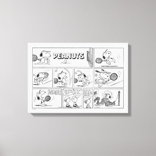 Snoopy speelt tennis canvas afdruk (Voorkant)