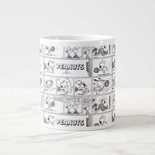 Snoopy speelt tennis grote koffiekop (Voorkant)