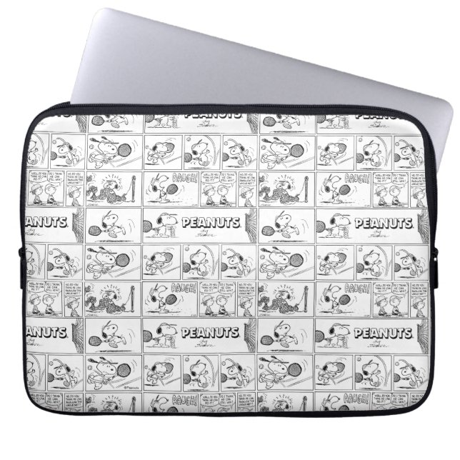 Snoopy speelt tennis laptop sleeve (Voorkant)