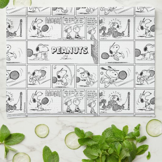 Snoopy speelt tennis theedoek (Gevouwen)