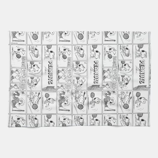 Snoopy speelt tennis theedoek (Horizontaal)