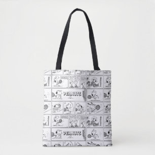 Snoopy speelt tennis tote bag