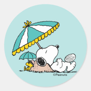Snoopy Stranddromen Ronde Sticker