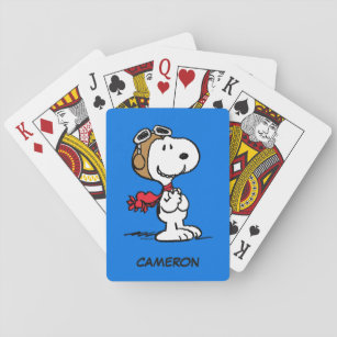 Snoopy the Flying Ace   Jouw namen toevoegen Pokerkaarten