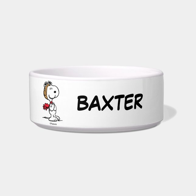 Snoopy the Flying Ace | Naam van pakket toevoegen Voerbakje (Voorkant)