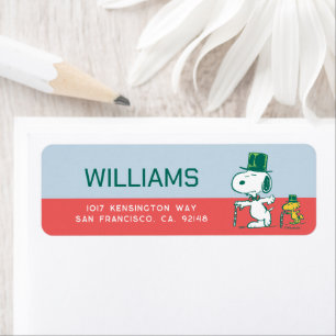 Snoopy Top Hat Pepermunt Snoep Etiket