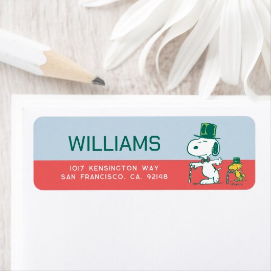 Snoopy Top Hat Pepermunt Snoep Etiket (Insitu)