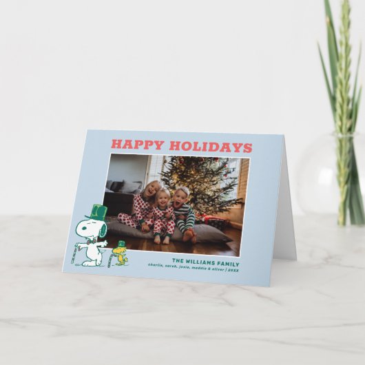 Snoopy Top Hat Pepermunt Snoep Feestdagen Kaart (Voorkant)