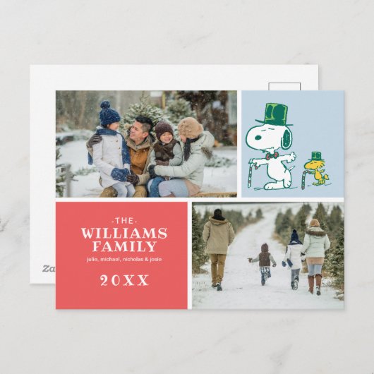 Snoopy Top Hat Pepermunt Snoep Feestdagenkaart (Voorkant / Achterkant)