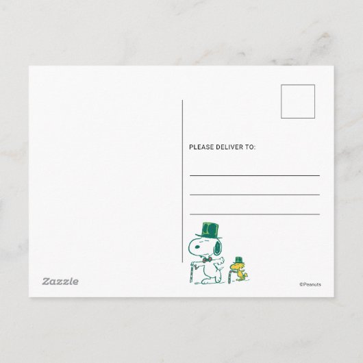 Snoopy Top Hat Pepermunt Snoep Feestdagenkaart (Achterkant)