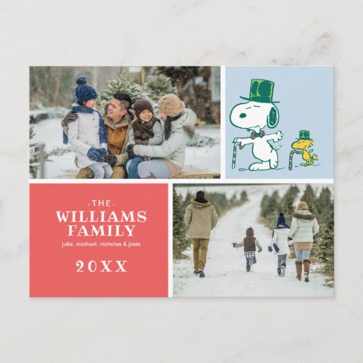 Snoopy Top Hat Pepermunt Snoep Feestdagenkaart (Voorkant)