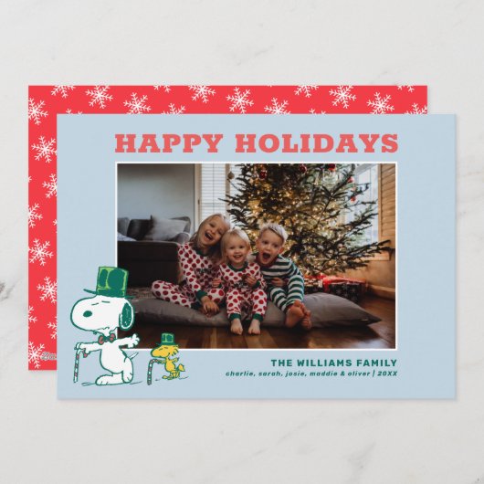 Snoopy Top Hat Pepermunt Snoep Feestdagenkaart (Voorkant / Achterkant)