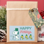 Snoopy Top Hat Pepermunt Snoep Rechthoekige Sticker<br><div class="desc">Charles Schulz's Peanuts Christmas-design leggen de essentie van kinderonschuld en de hartverwarmende sfeer van het vakantieseizoen vast.</div>