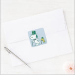 Snoopy Top Hat Pepermunt Snoep Vierkante Sticker<br><div class="desc">Charles Schulz's Peanuts Christmas-design leggen de essentie van kinderonschuld en de hartverwarmende sfeer van het vakantieseizoen vast.</div>