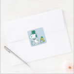 Snoopy Top Hat Pepermunt Snoep Vierkante Sticker<br><div class="desc">Charles Schulz's Peanuts Christmas-design leggen de essentie van kinderonschuld en de hartverwarmende sfeer van het vakantieseizoen vast.</div>