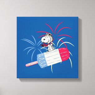 Snoopy van de vliegende luis op ijsPop Canvas Afdruk